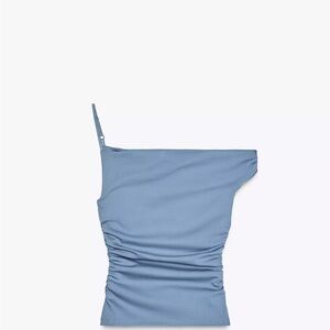 Zara Blue One-Shoulder Top